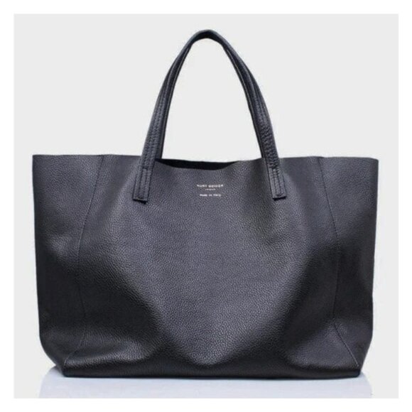 Kurt Keiger Black Pebbled Leather Shopper Tote - Picture 1 of 6